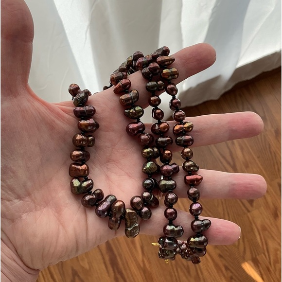 Burgundy Peanut Pearls, Handmade, 18.75” L, Chunky, Funky, Festive, Fun - Picture 11 of 11